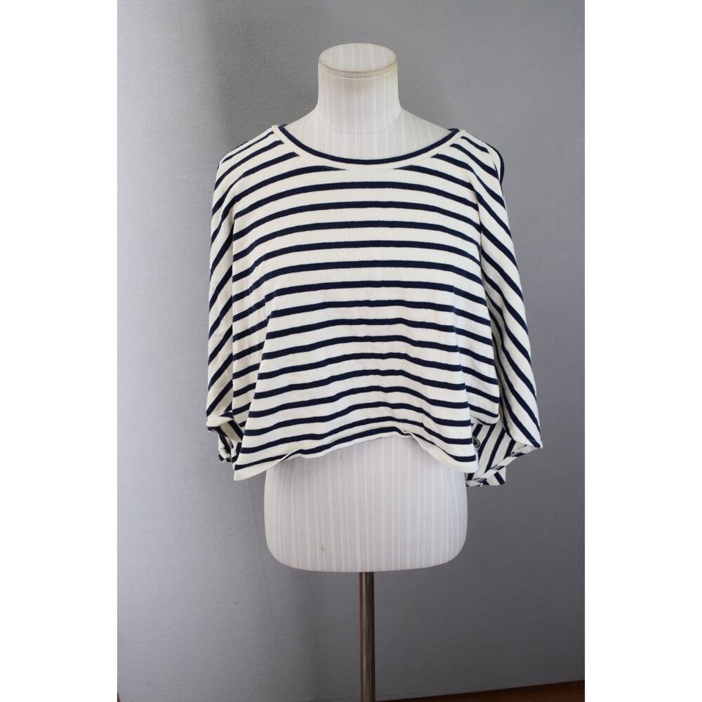 Free People FP Beach Full Moon Tee Striped Medium Cut Out Cropped